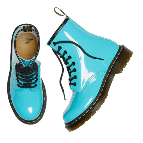 Dr Martens 1460 W Patent 8 Eye Boot Turquoise Blue